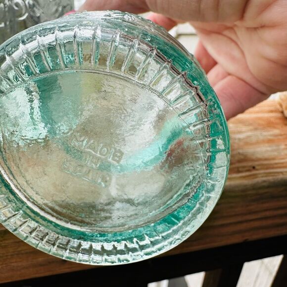 Set of Three Vintage Glass Bottles. Made in Spain. Light green tint. - Picture 5 of 6